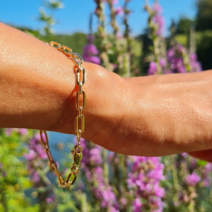Armbånd, alternativ rund anker kæde, forgyldt messing, 16-19 cm Spain