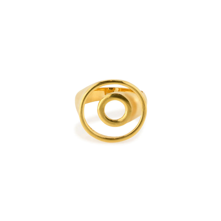 Fingerring, double circle, forgyldt sterlingsølv 