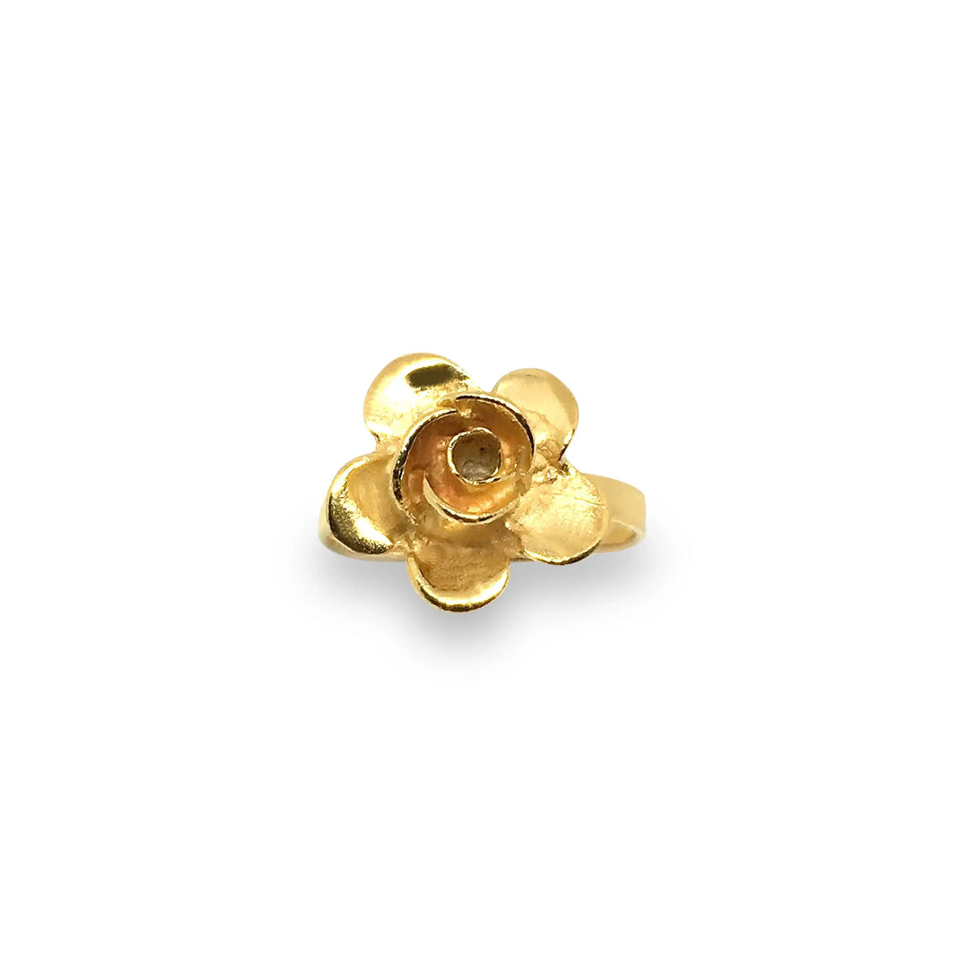 Fingerring, lille rose, forgyldt sterlingsølv 