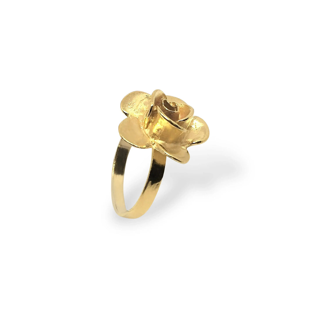 Fingerring, lille rose, forgyldt sterlingsølv 