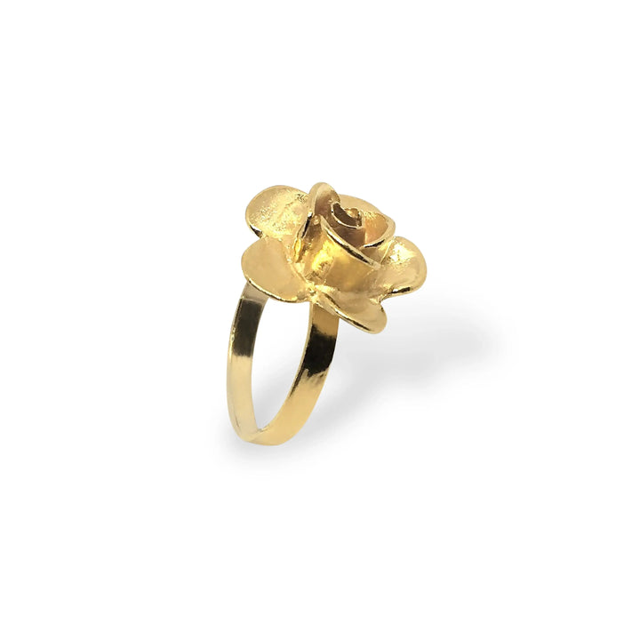 Fingerring, lille rose, forgyldt sterlingsølv 