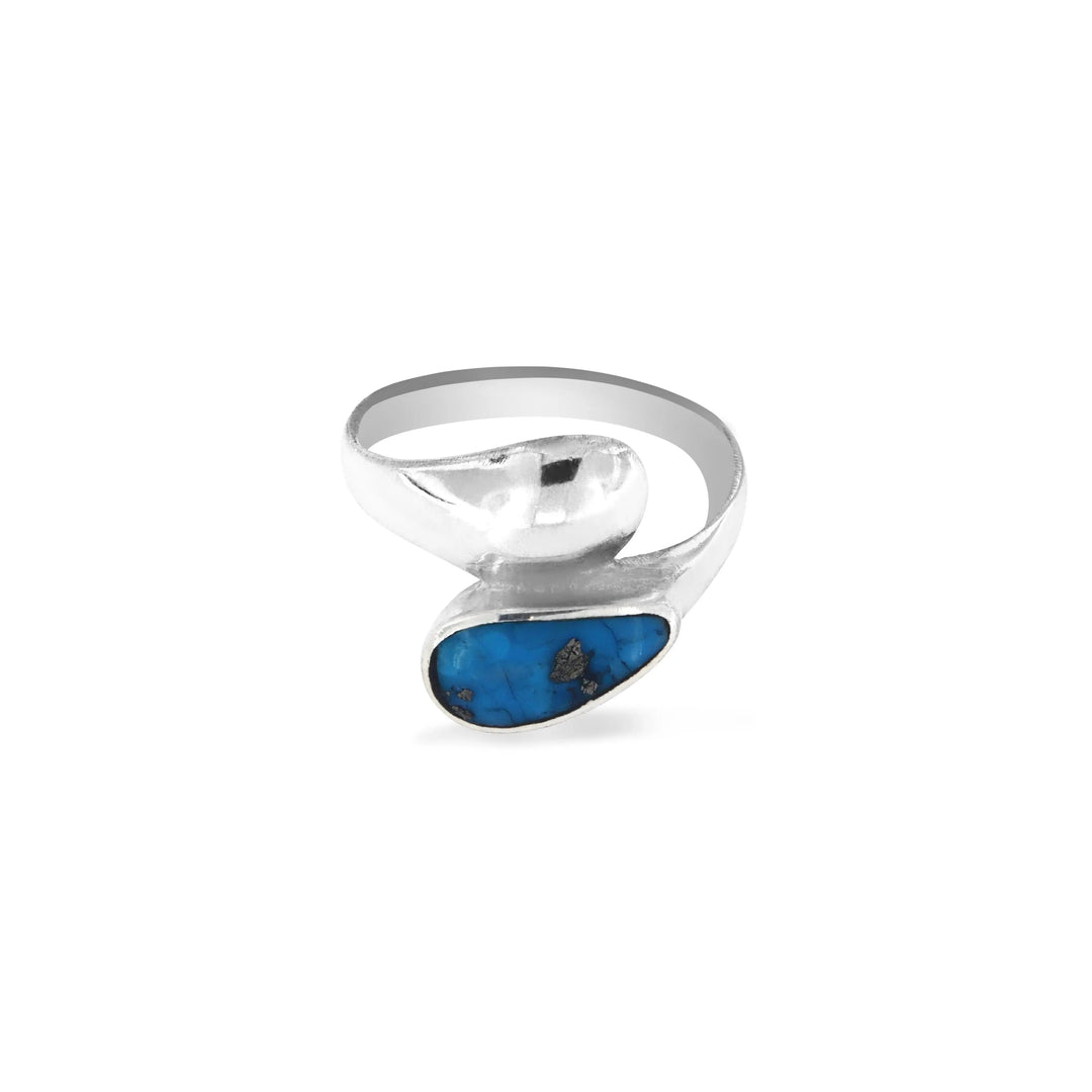 Fingerring chunky minimalistisk med dråbe i onyx eller turkis, sterlingsølv Beadhouse of Copenhagen