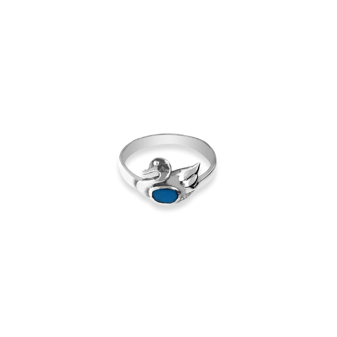Fingerring til børn, svane med turkis, sterlingsølv Beadhouse of Copenhagen