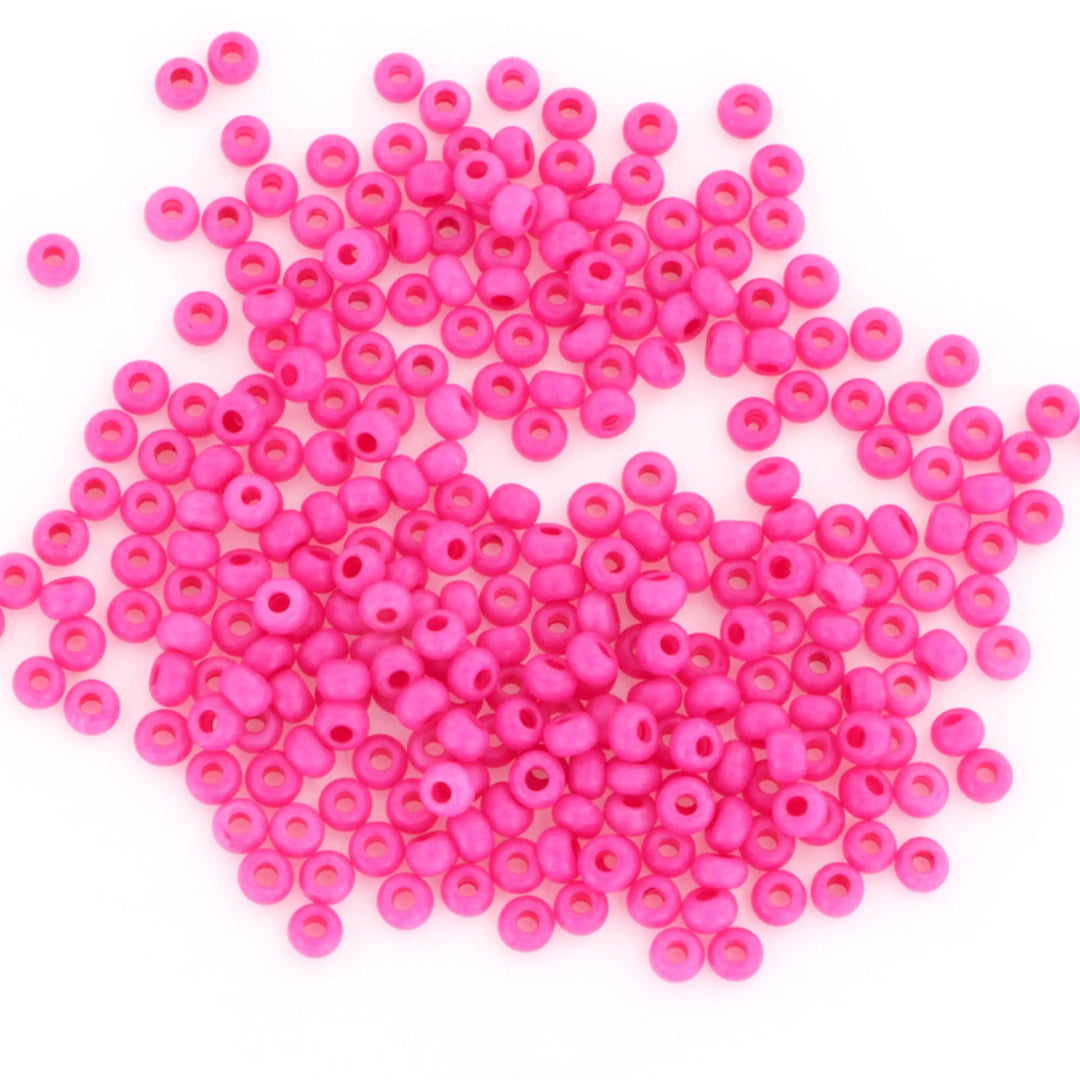 Pink glasperler, preciosa, intensive dark pink dyed chalkwhite, storkøb 