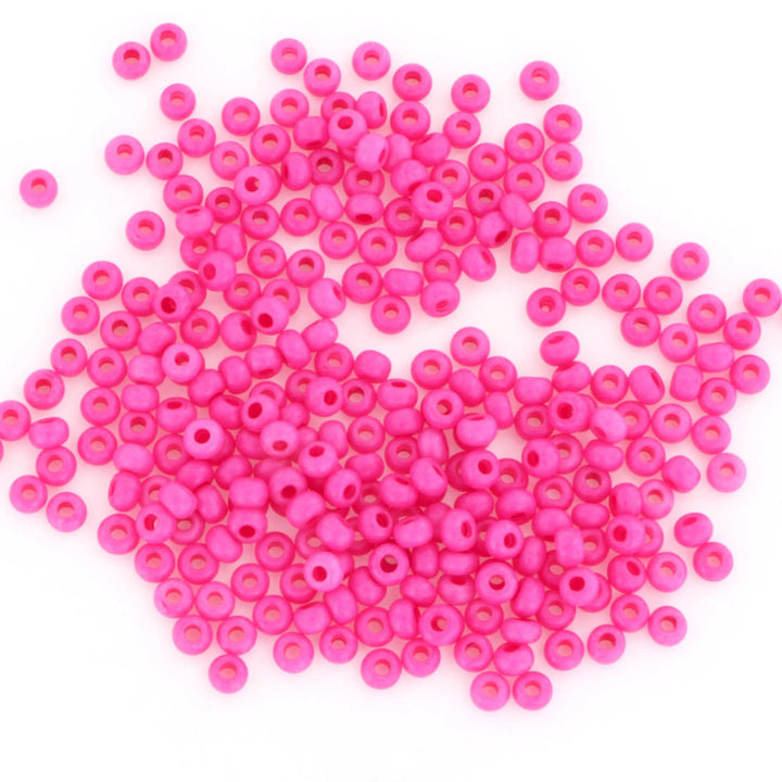 Pink glasperler, preciosa, intensive dark pink dyed chalkwhite, storkøb 