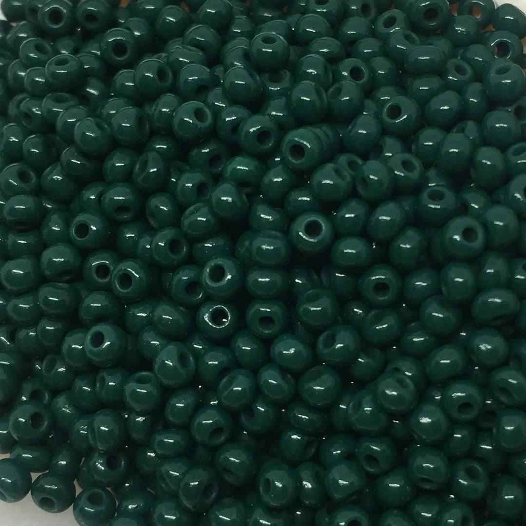Grønne glasperler, preciosa, natural opaque dark green, storkøb Preciosa