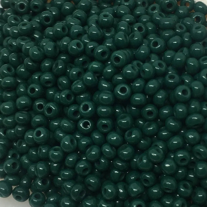 Grønne glasperler, preciosa, natural opaque dark green, storkøb Preciosa