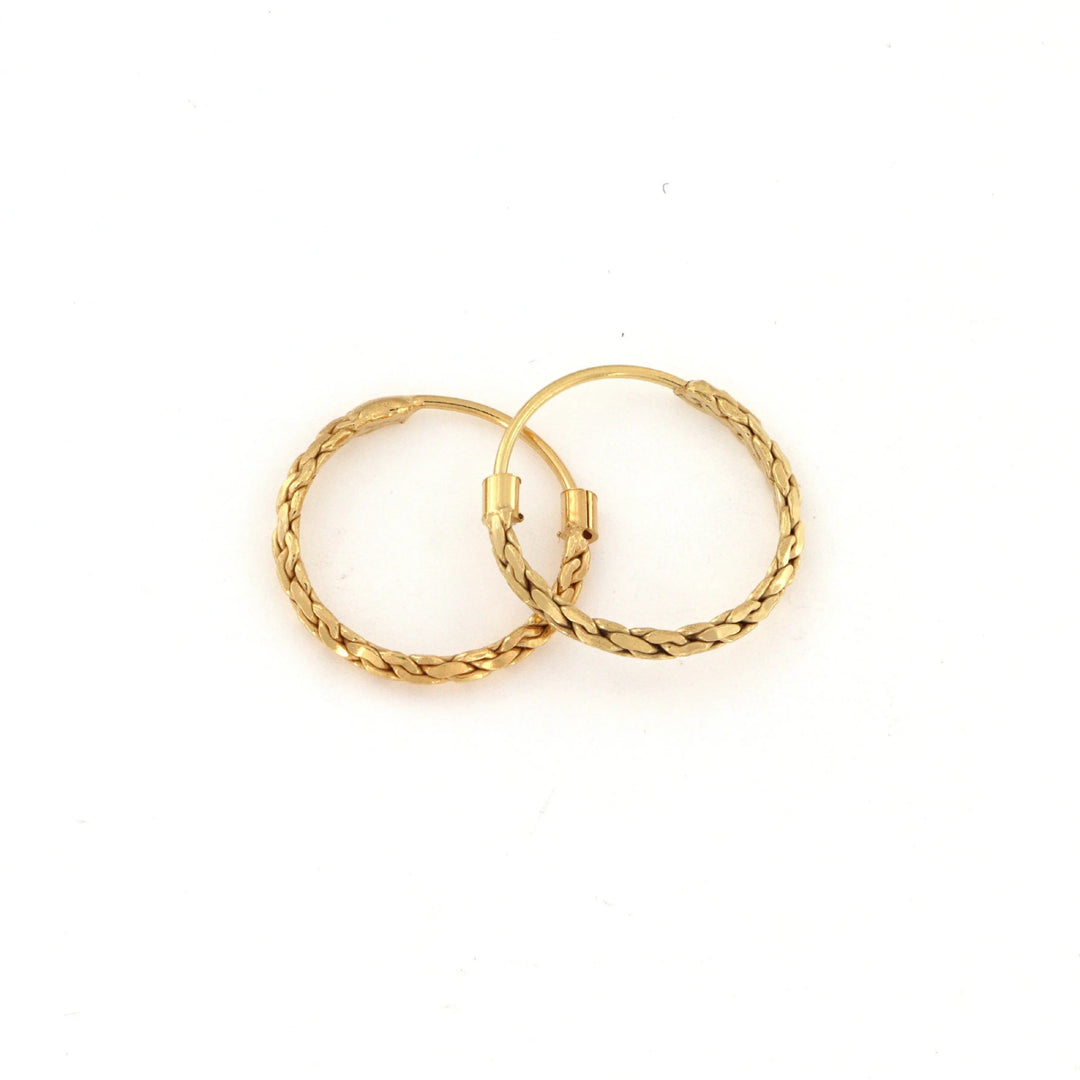 Øreringe, hoops flettede, forgyldt sterlingsølv, 17 x 2 mm BLT