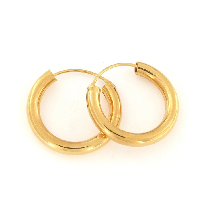 Øreringe, hoops, 20 mm, forgyldt sterlingsølv 