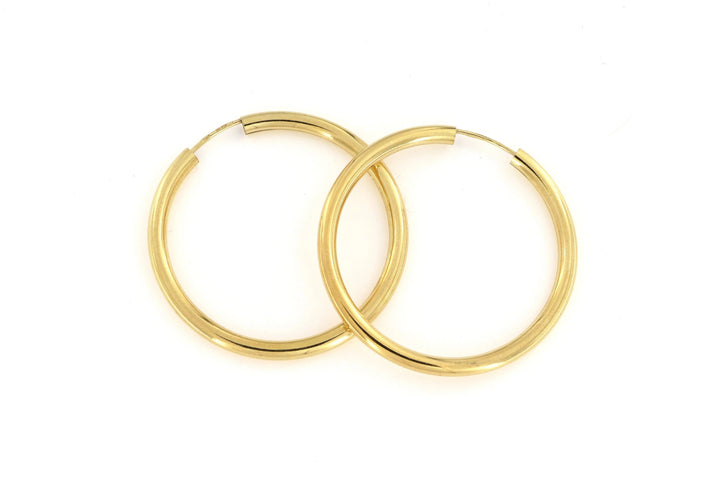 Øreringe, hoops, 40 mm, forgyldt sterlingsølv 