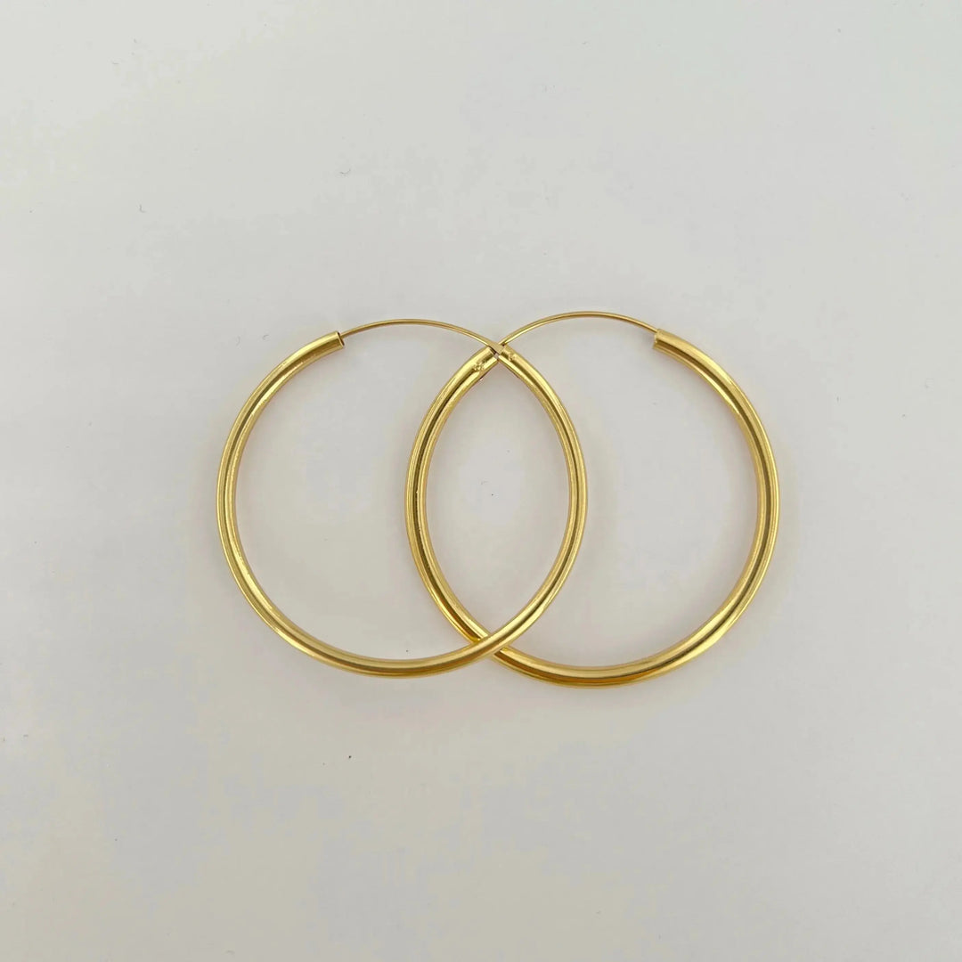 Øreringe, hoops, 50 mm, forgyldt sterlingsølv 