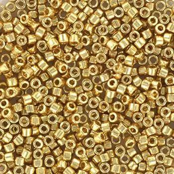 Guld glasperler, miyuki delica beads, duracoat galvanized pale soft gold Krea