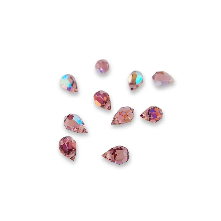 Lilla glasperler, preciosa crystal drops, light amethyst ab, 6 x 10 mm Beadhouse of Copenhagen