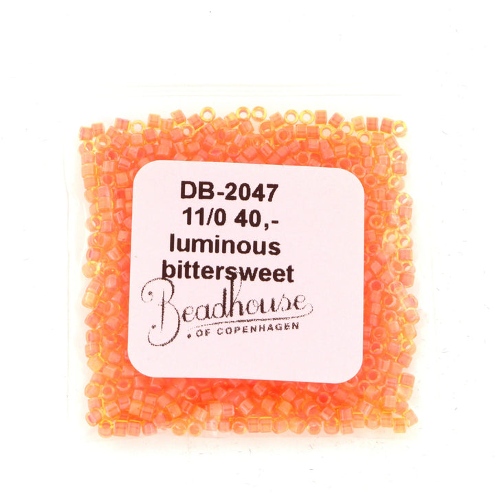 Orange glasperler, miyuki delica beads, luminous bittersweet Krea