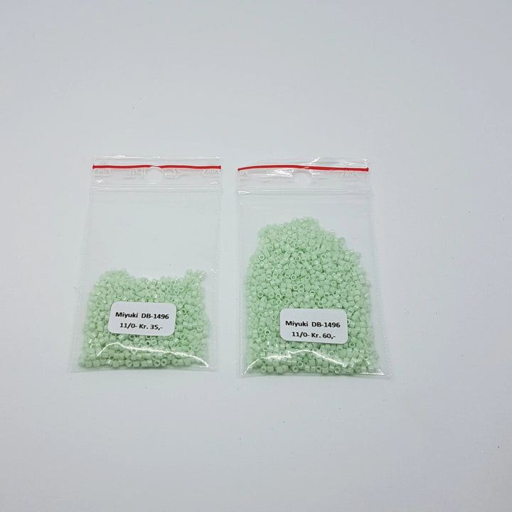 Grønne glasperler, miyuki delica beads, opaque light mint Krea