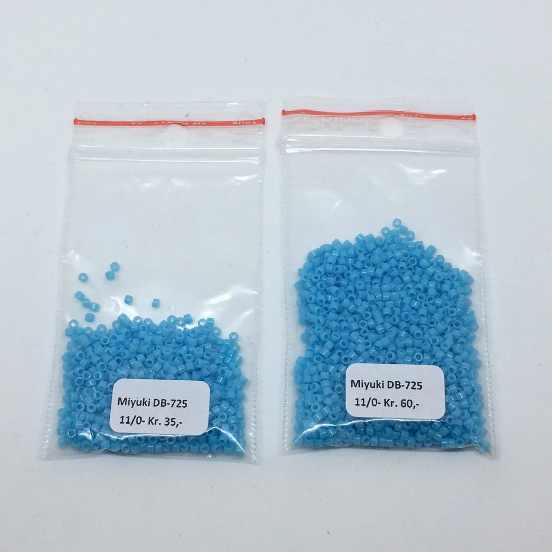 Blå glasperler, miyuki delica beads, opaque turqoise Krea