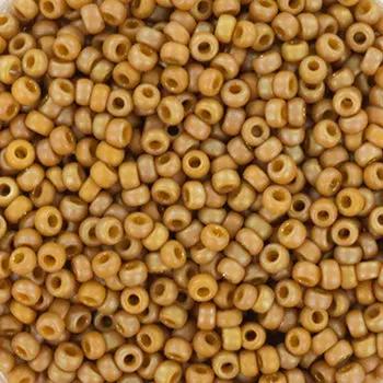 Gule glasperler, miyuki rocailles seed beads, opaque matte ab glazed honey bee Krea