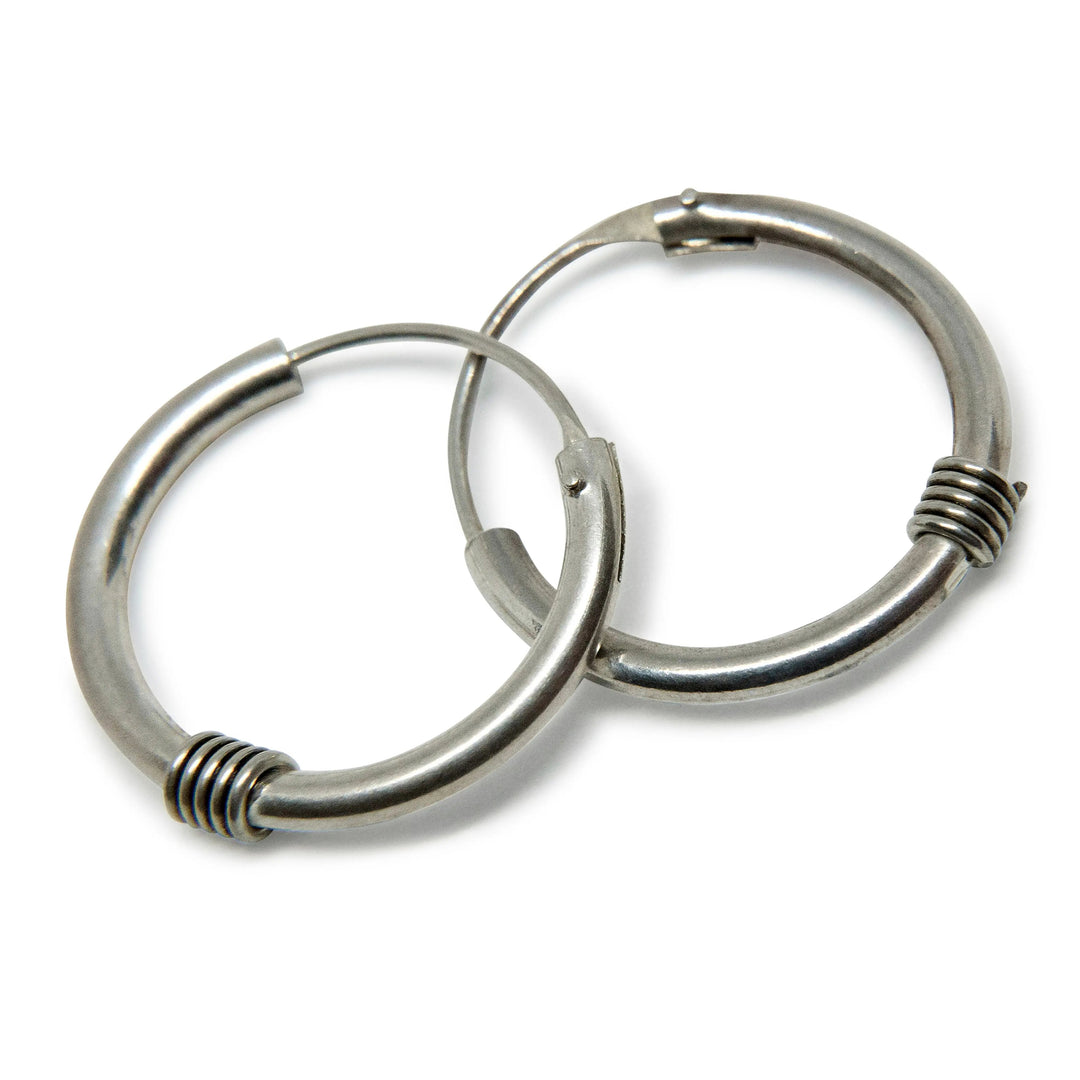 Øreringe, hoops med 1x5 vikling, sterlingsølv, 15-20mm Beadhouse of Copenhagen