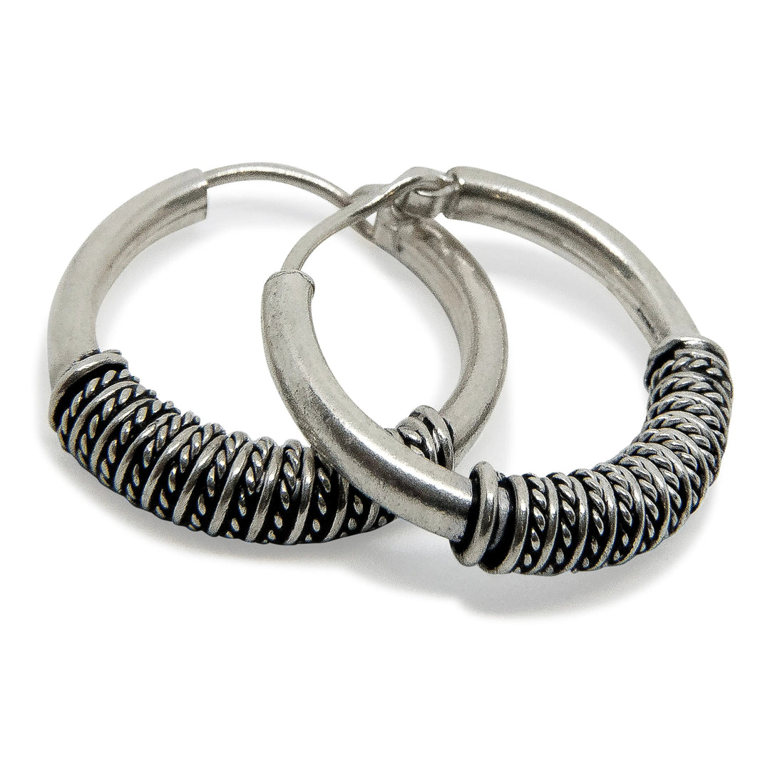 Øreringe, hoops med bred snoet vikling, sterlingsølv, 20 x 3,8 mm Beadhouse of Copenhagen