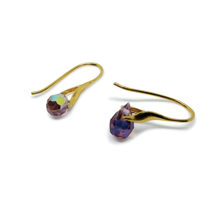 Øreringe light amethyst ab crystal drops, forgyldt sterlingsølv og sølv Beadhouse of Copenhagen