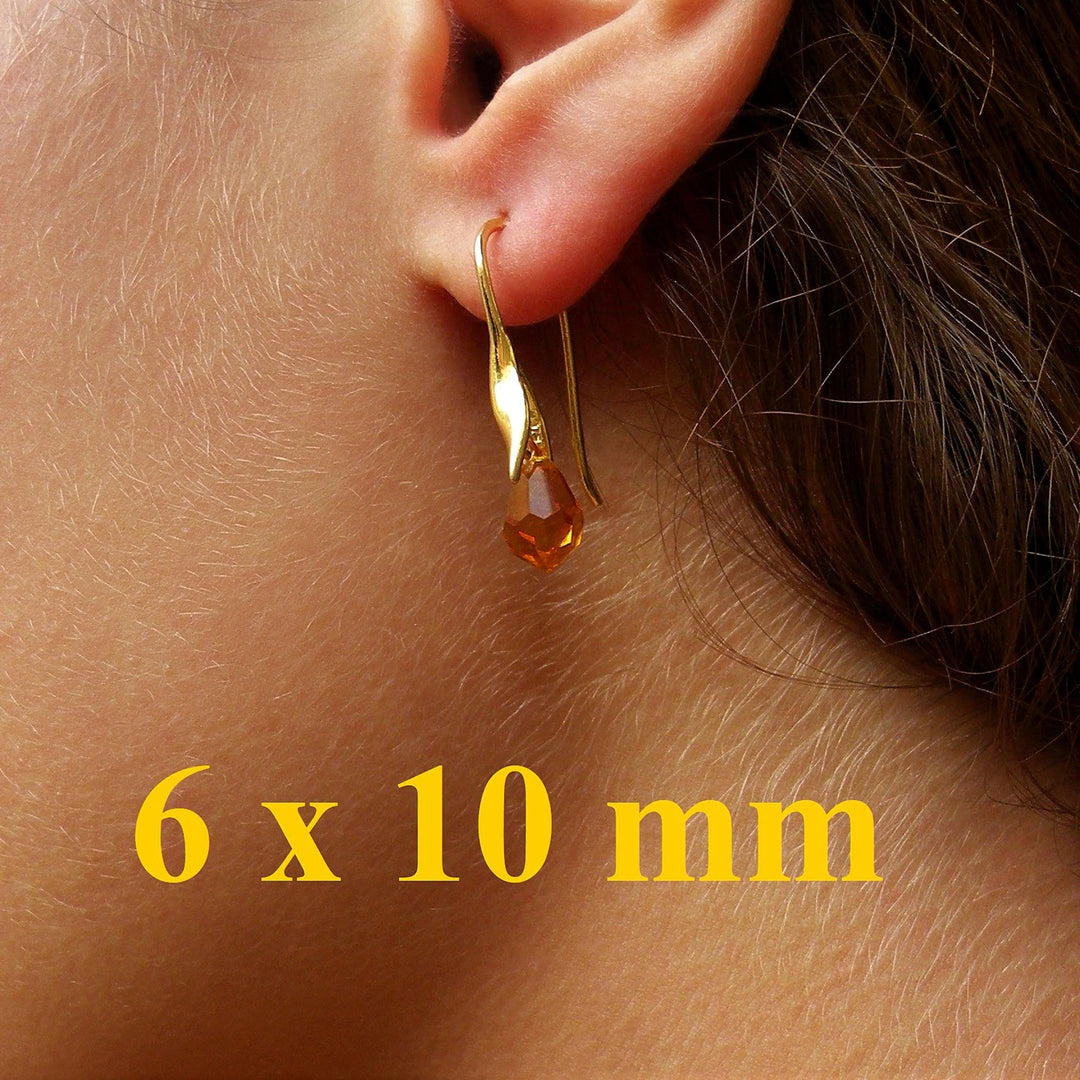 Øreringe med smoked topaz ab crystal drops i sterlingsølv og forgyldt sølv Beadhouse of Copenhagen