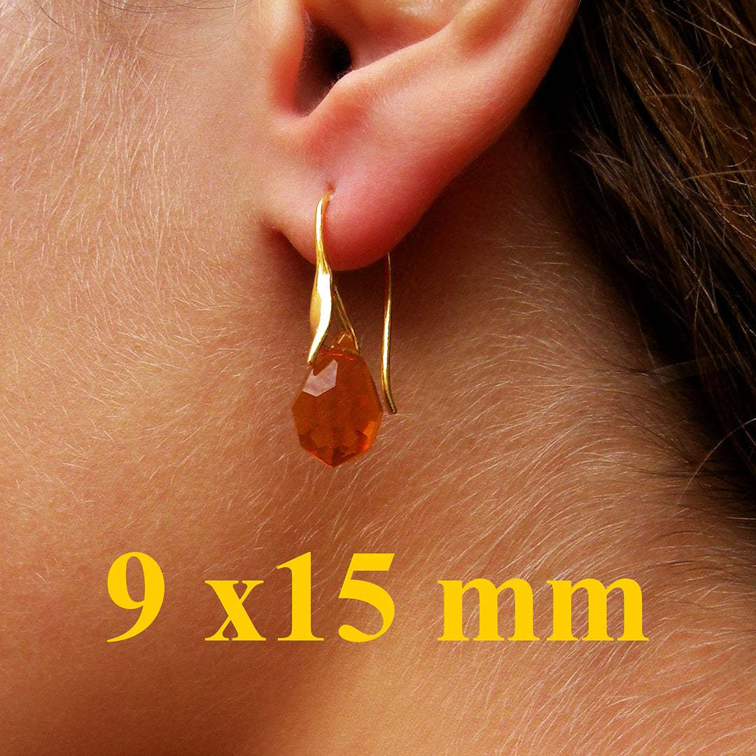 Øreringe med siam ruby crystal drops, sterlingsølv og forgyldt sølv Beadhouse of Copenhagen