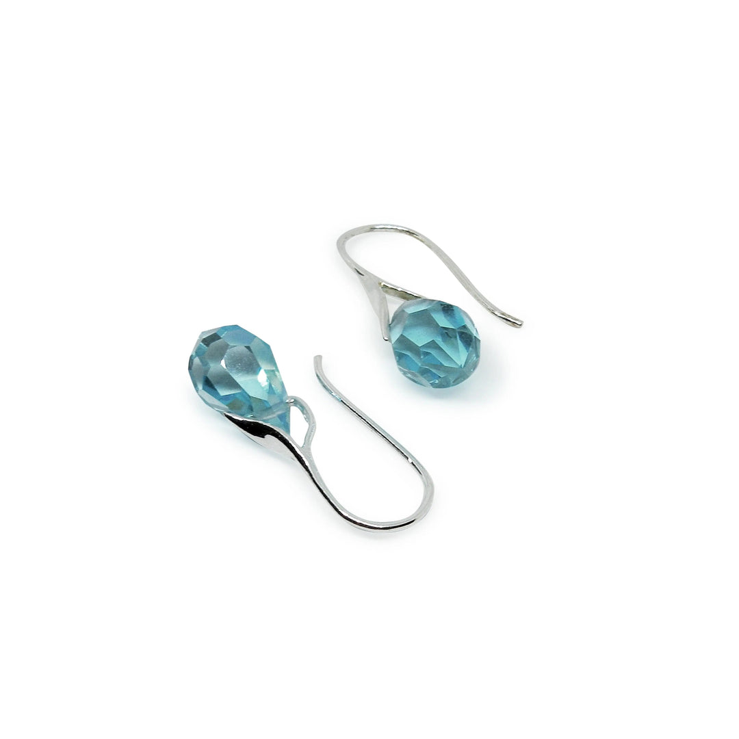 Øreringe med aqua bohemica ab crystal drops, forgyldt sølv og sterlingsølv Beadhouse of Copenhagen