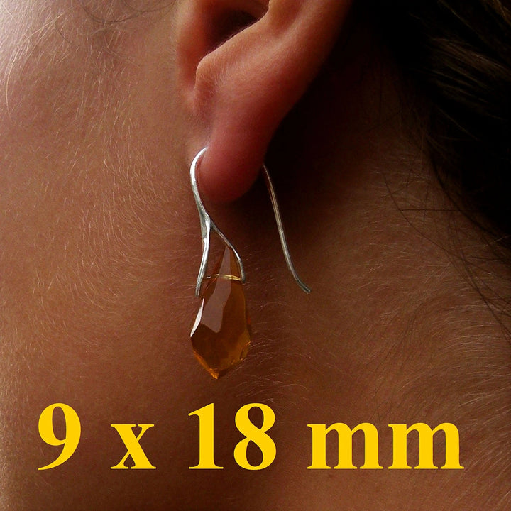 Øreringe, ørekrog med dark siam ruby crystal drops, sterlingsølv Beadhouse of Copenhagen