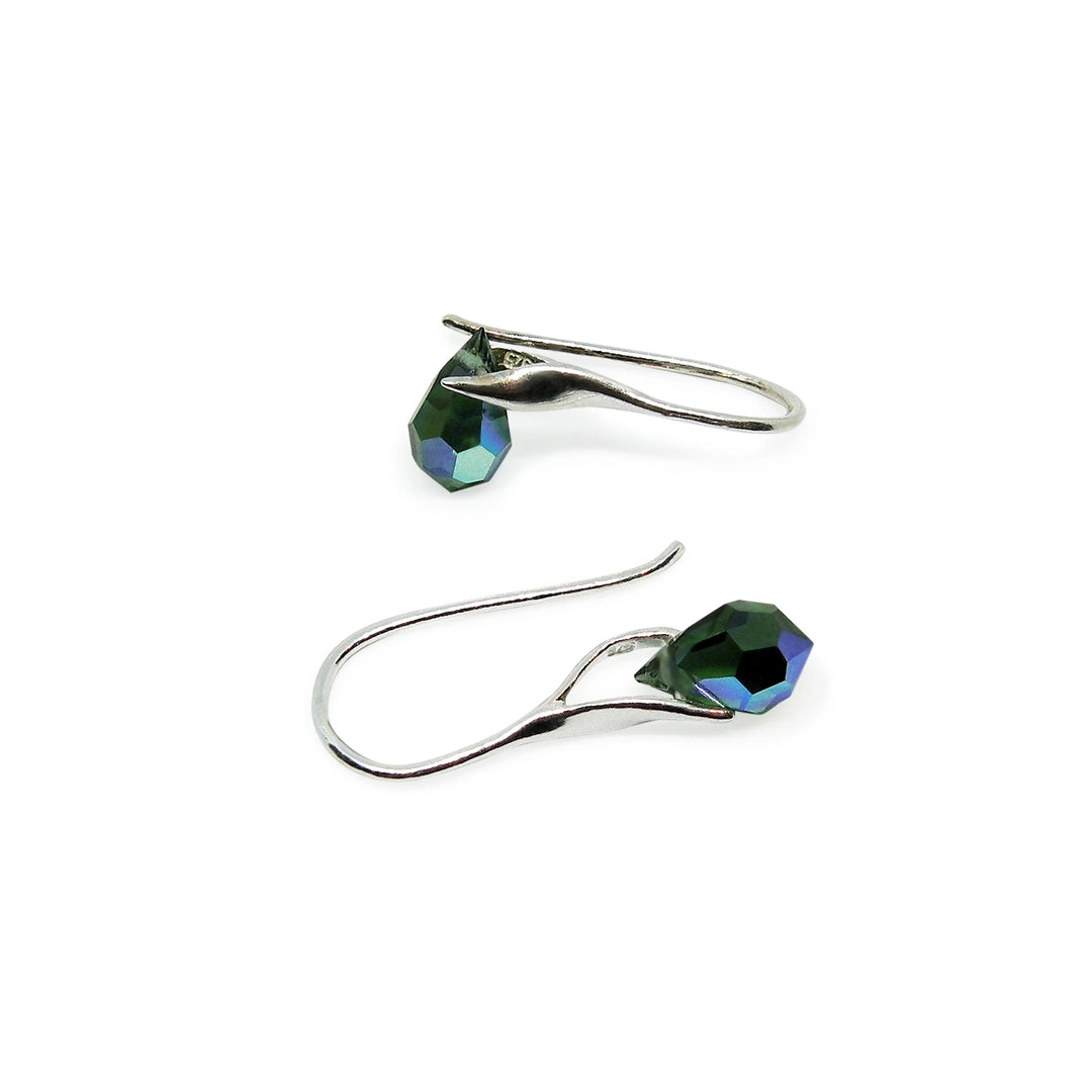 Øreringe, green tourmaline ab crystal drops i forgyldt sterlingsølv og sølv Beadhouse of Copenhagen