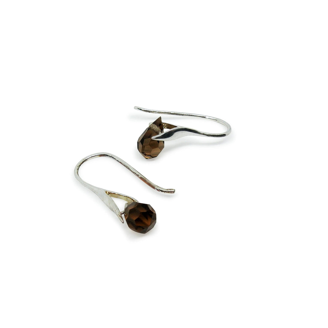 Øreringe med smoked topaz crystal drops, sterlingsølv og forgyldt sølv Beadhouse of Copenhagen