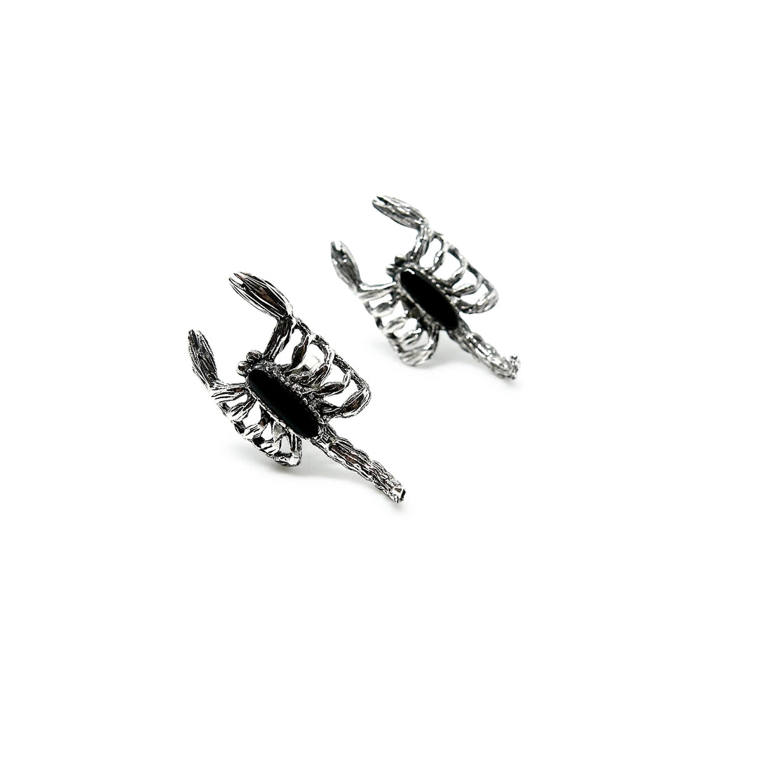 Øreringe, ørestikkere skorpion med onyx, sterlingsølv Beadhouse of Copenhagen