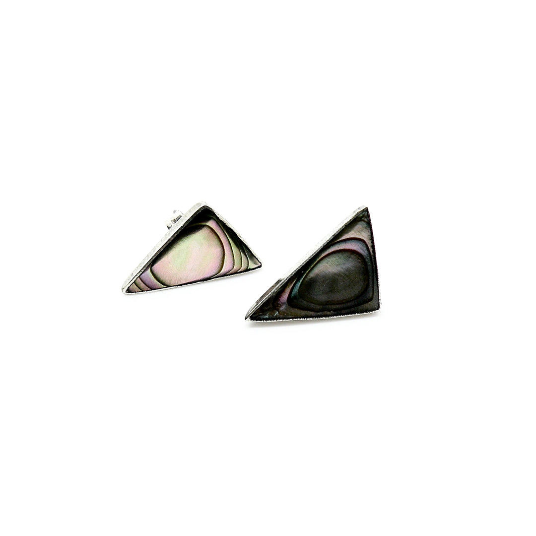 Øreringe, ørestikkere trekant med abeloneskal, sterlingsølv, 14 mm Beadhouse of Copenhagen