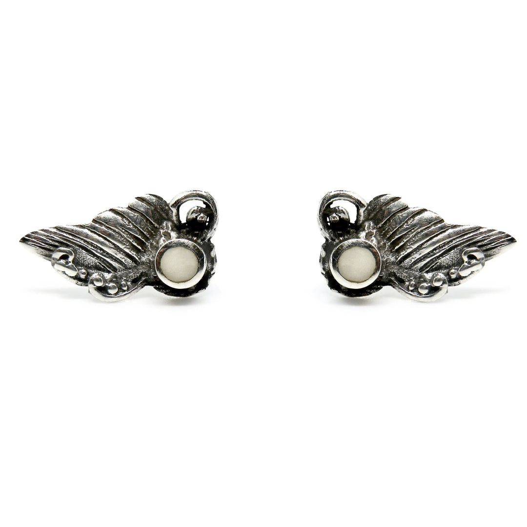 Øreringe, ørestikkere vinge med rund smykkesten, sterlingsølv, 14 mm Beadhouse of Copenhagen