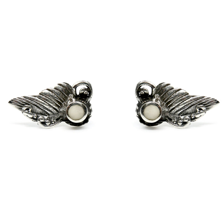 Øreringe, ørestikkere vinge med rund smykkesten, sterlingsølv, 14 mm Beadhouse of Copenhagen