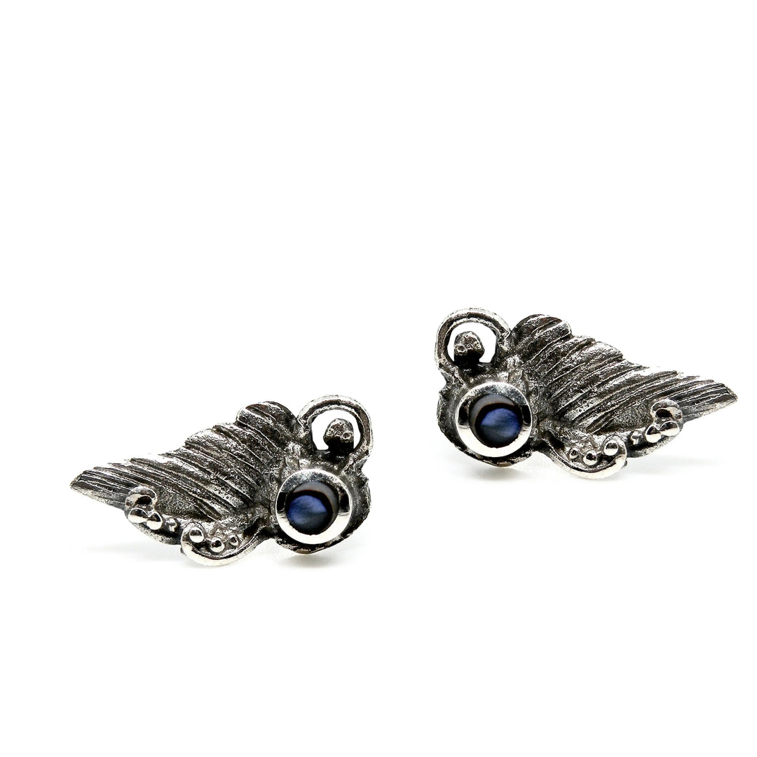 Øreringe, ørestikkere vinge med rund smykkesten, sterlingsølv, 14 mm Beadhouse of Copenhagen