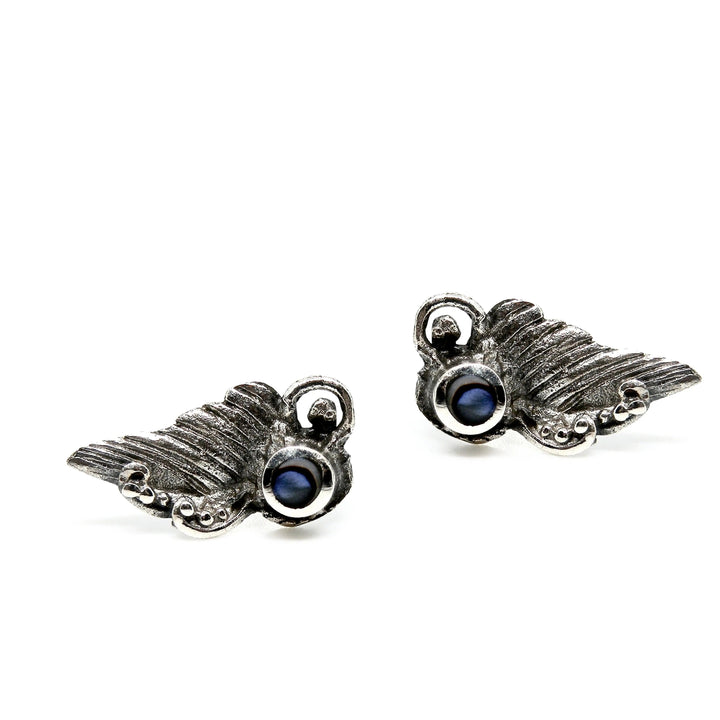 Øreringe, ørestikkere vinge med rund smykkesten, sterlingsølv, 14 mm Beadhouse of Copenhagen