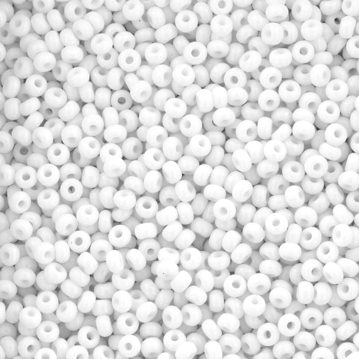 Hvide glasperler, preciosa, natural opaque chalkwhite, storkøb Preciosa