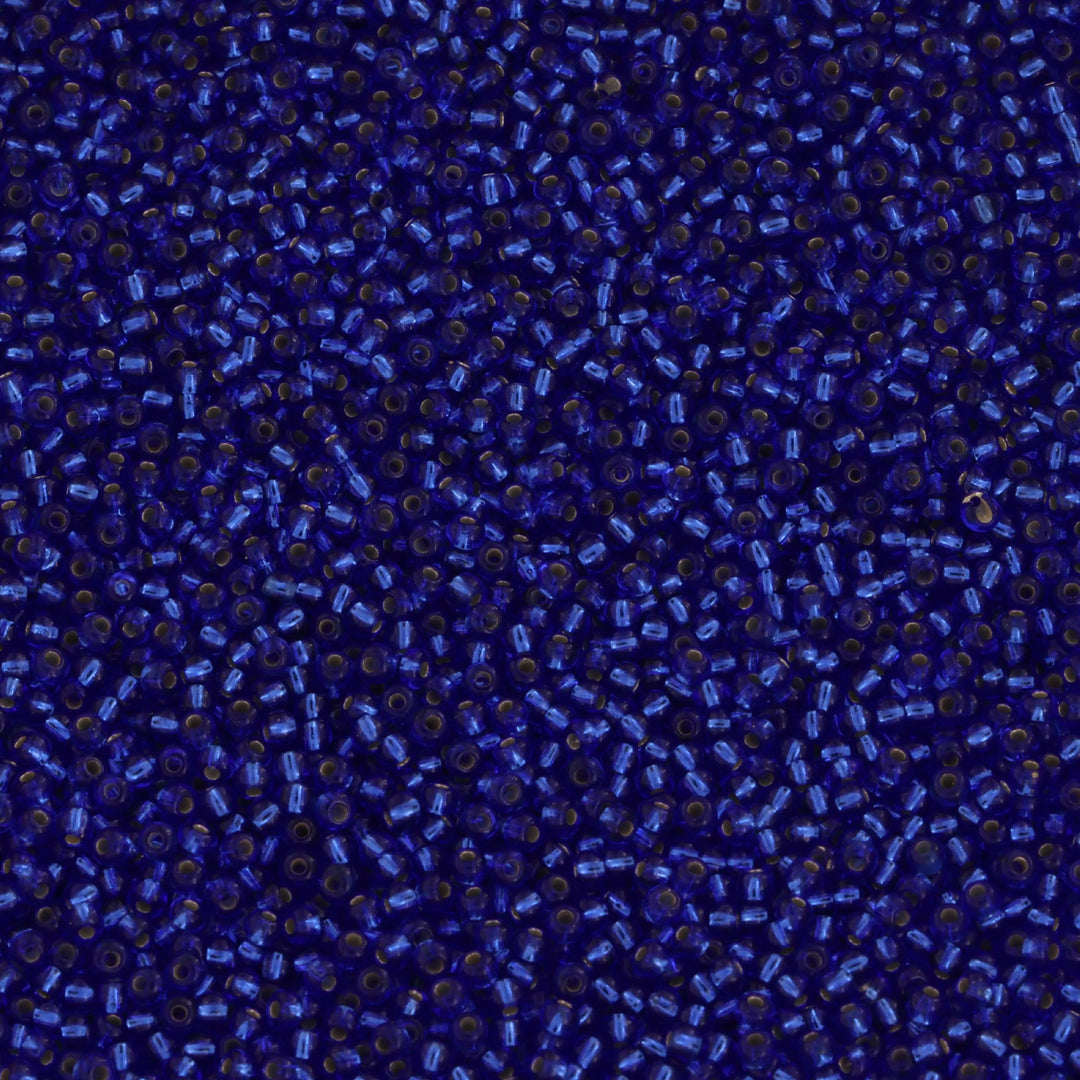 Blå glasperler, preciosa, silverlined sapphire Preciosa