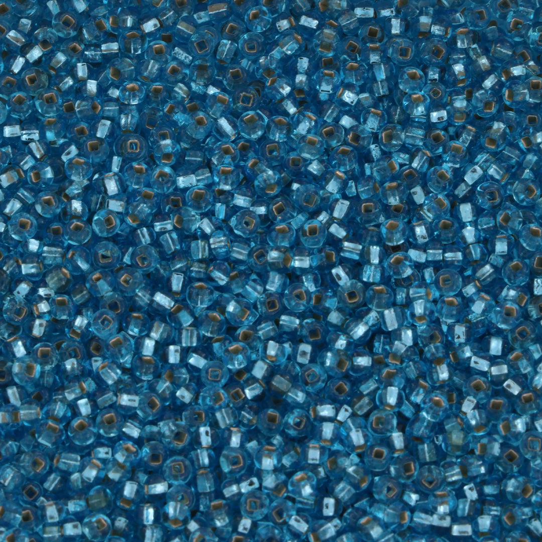 Blå glasperler, preciosa, silverlined aquamarine, storkøb Preciosa