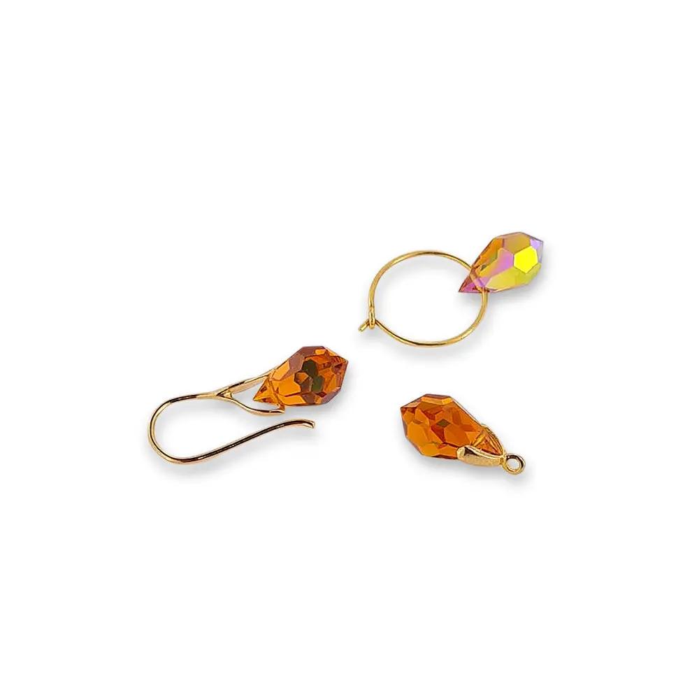 Brune glasperler, preciosa crystal drops, topaz ab, 6 x 10 mm Beadhouse of Copenhagen