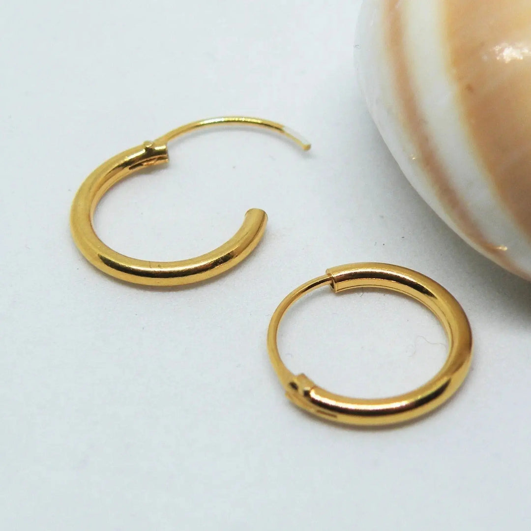 Øreringe, hoops, 12 mm, forgyldt sterlingsølv 