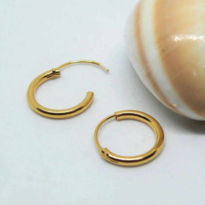 Øreringe, hoops, 12 mm, forgyldt sterlingsølv 