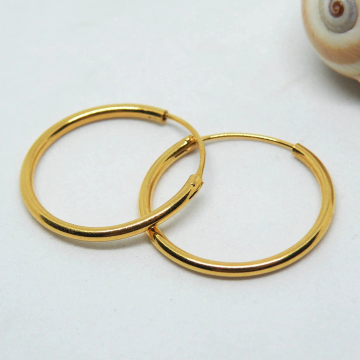 Øreringe, hoops, 20 mm, forgyldt sterlingsølv 
