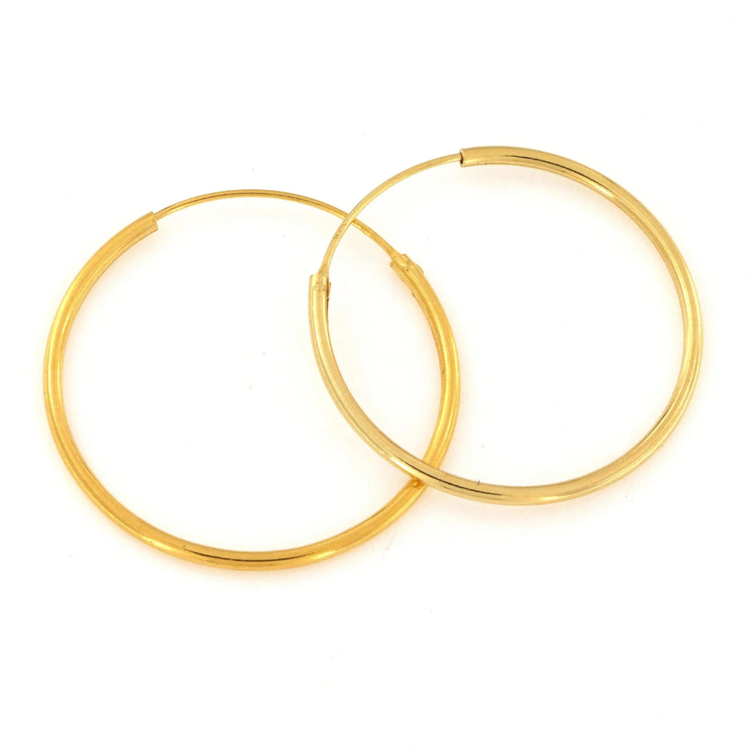 Øreringe, hoops, 30mm, forgyldt sterlingsølv 