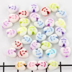 Diverse perler, hjerte smiley, akryl, 10 stk. Krea
