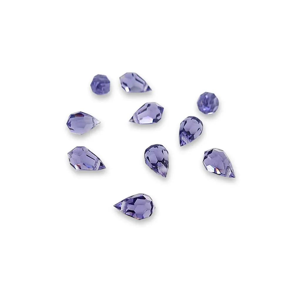 Blå glasperler, preciosa crystal drops, tanzanite, 6 x 10 mm Beadhouse of Copenhagen