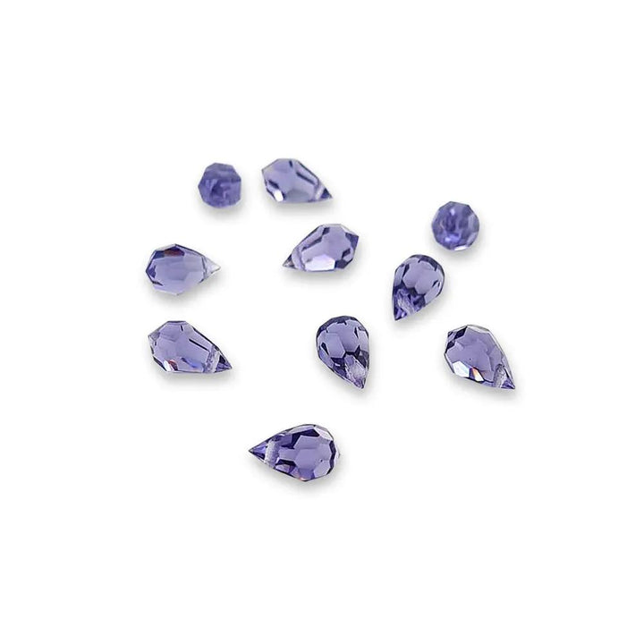 Blå glasperler, preciosa crystal drops, tanzanite, 6 x 10 mm Beadhouse of Copenhagen