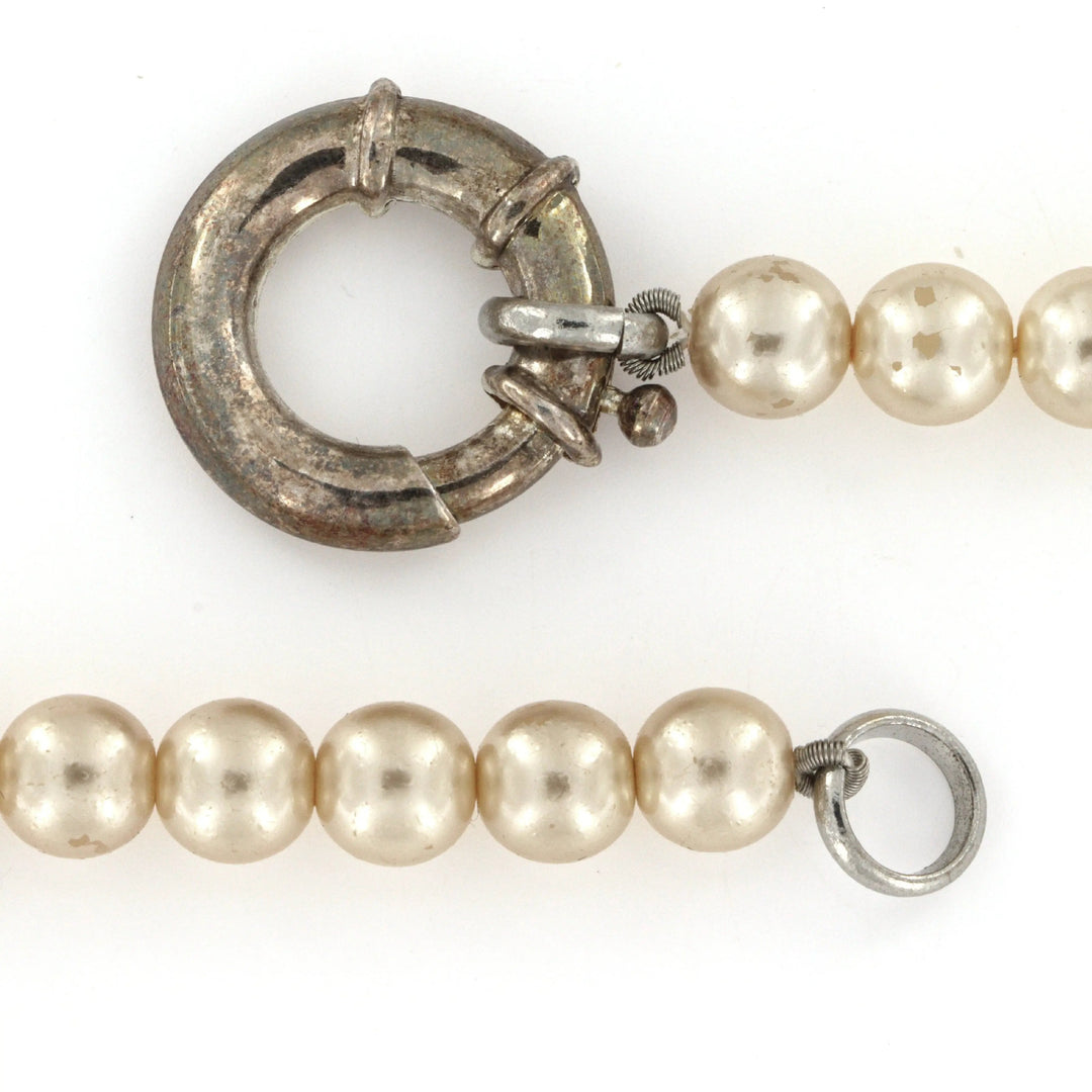 Halskæde, beige voksperlekæde, forsølvet messing, 42 cm/8 mm, vpk012 Beadhouse of Copenhagen