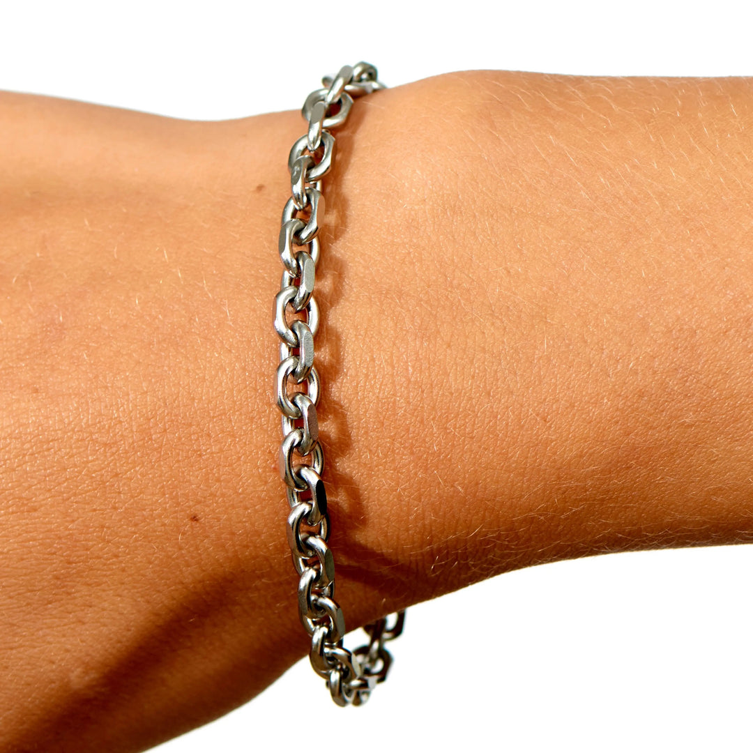 Armbånd, anker facet kæde, stål, 18-22 cm/5 mm BLT