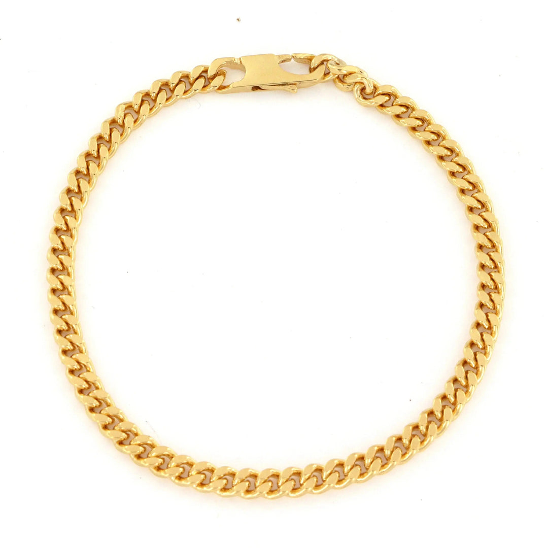 Armbånd, panser facet kæde, forgyldt messing, 17-19 cm/3,5 mm 
